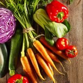 Food Vegetable Colorful Background. Tasty Fresh Vegetables on Wooden Table. Top View with Copy Space. Square